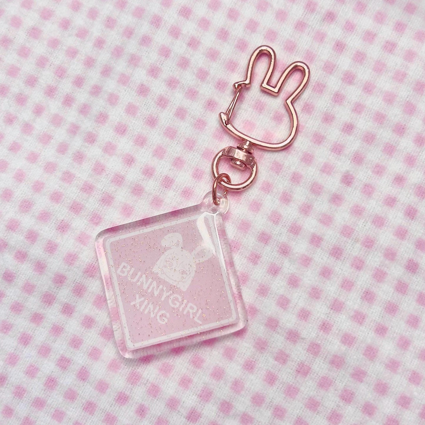 BunnyGirl Crossing Sign Acrylic Keychain