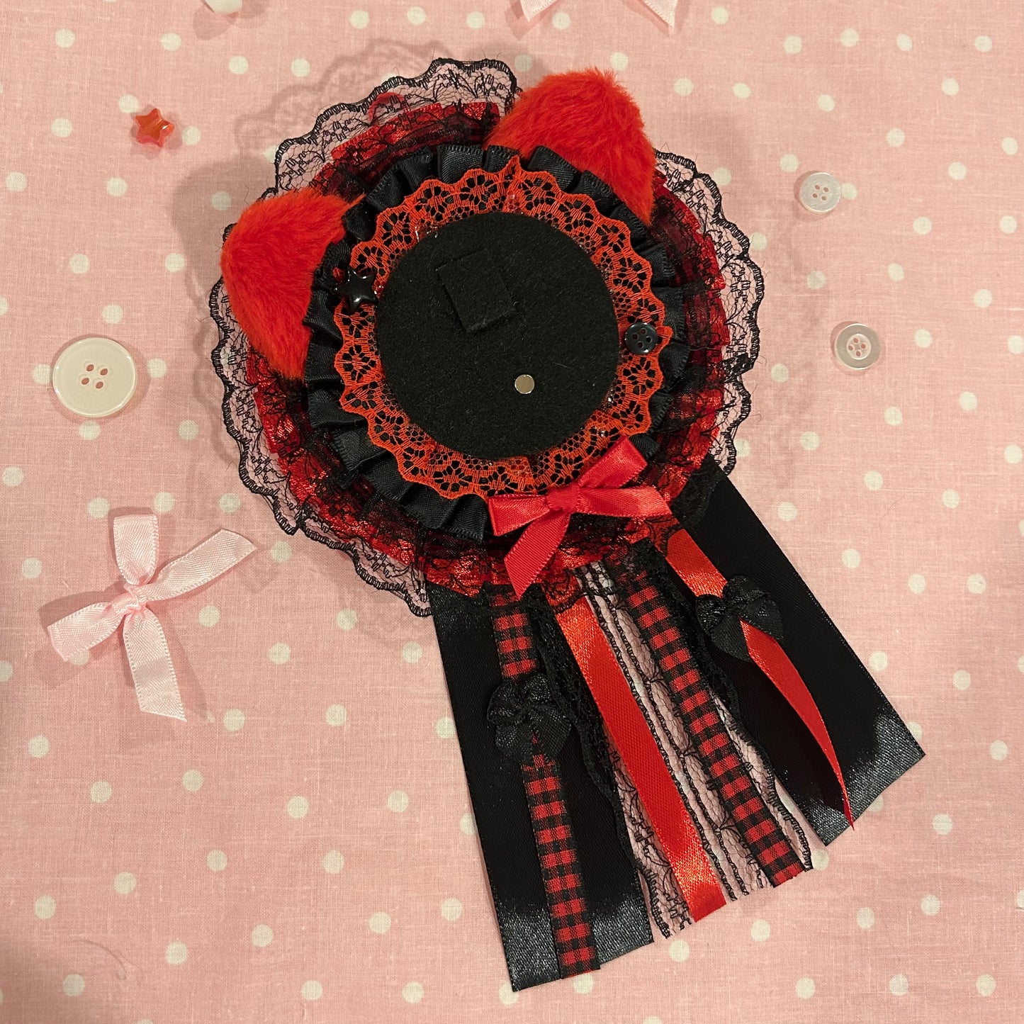 Black & Red Kitten Rosette
