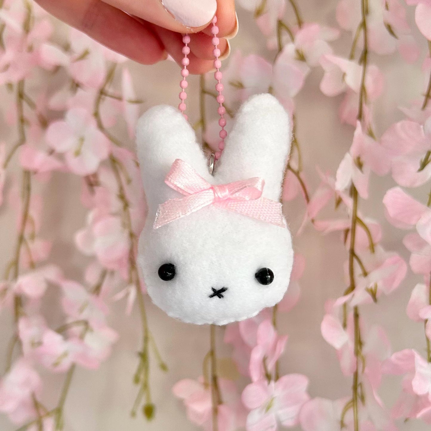 Bow Bunny Plush Keychain
