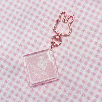 BunnyGirl Crossing Sign Acrylic Keychain