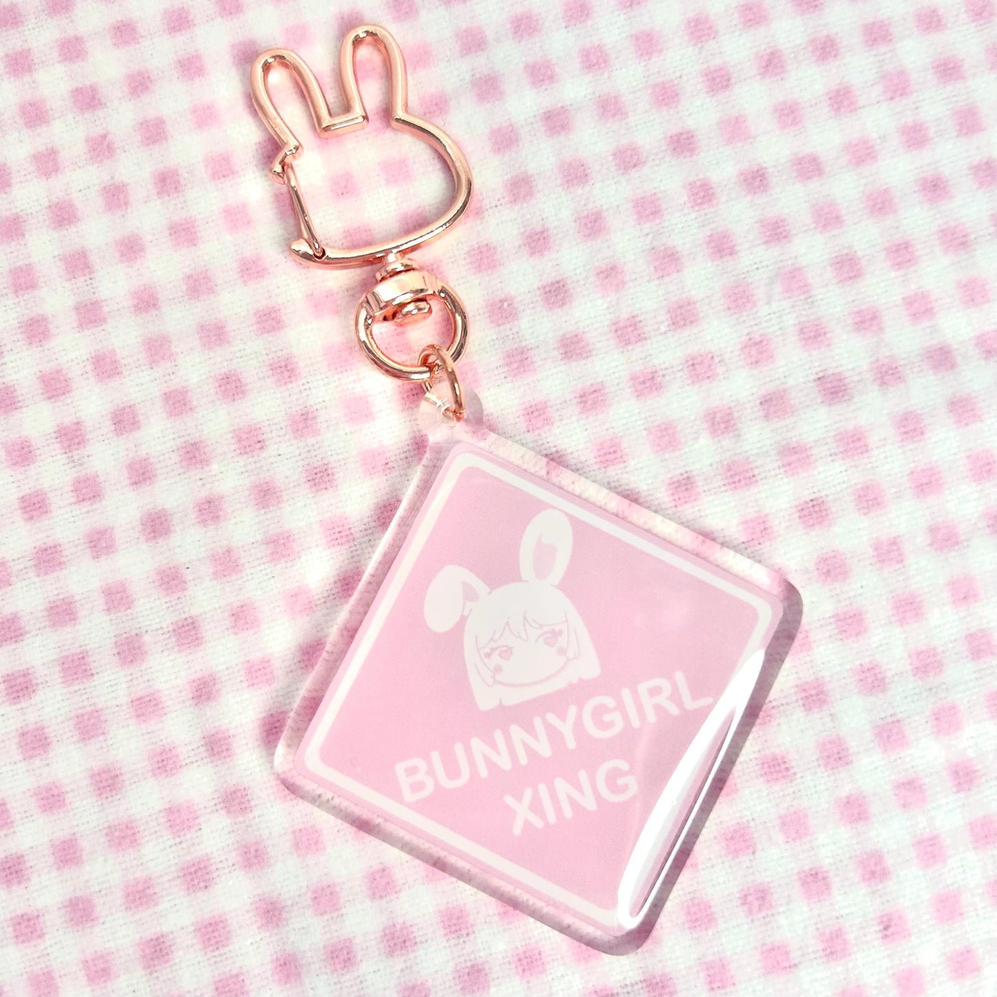 BunnyGirl Crossing Sign Acrylic Keychain