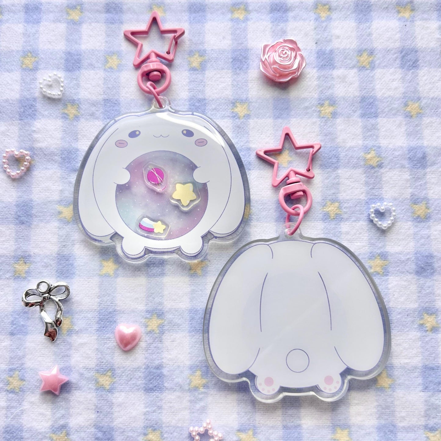 Galactic Bunny Shaker Keychain